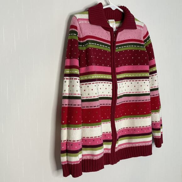Gymboree Girls Fair Isle Colorful Zip Cardigan Sweater Size S 5-6 - Picture 2 of 10